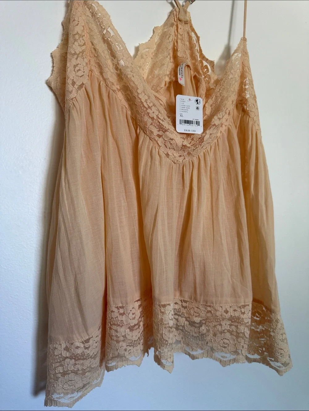 Delicate Lace Trim Peach Cami Top